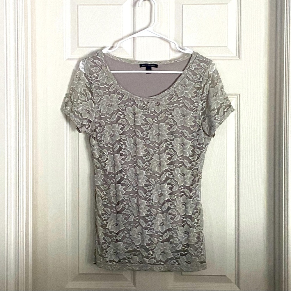 Banana Republic Silver/Grey Lace Top